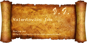 Valentovics Ida névjegykártya